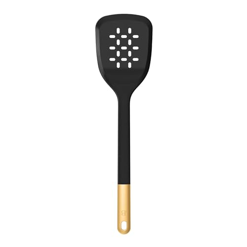 6 Piece Silicone Kitchen Utensil Set with Rotating Holder, Heat Resistant Cooking Tools, Nonstick Safe Spatula Spoon Turner Set with Storage Rack (Black Sesame) - color: Black Sesame