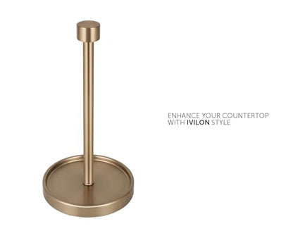 Ivilon Countertop Paper Towel Holder - Modern End Cap Minimalist Design - Color Warm Gold - color: Warm Gold