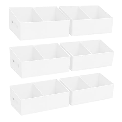 DIMJ Large Closet Shelf Organizer Bins 6 Packs with Handles and Divider, Fabric Trapezoid Storage Baskets, Foldable Clothes Containers Box for Shelf, Towel, Book, Toy, Purse, Hats, ,White - color: White, size: 6 Bins 16.5"x11"x7.8"