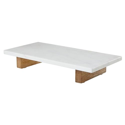 Santa Barbara Design Studio Marble Charcuterie Boards Cheese Board Footed Cutting Board, 15.75"L x 8" W x 2.5" H, White
