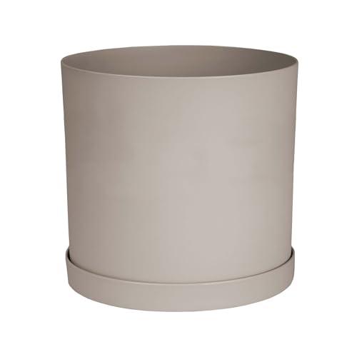 Bloem Mathers Planter w/Saucer Tray 10" Pebble Stone Beige - color: Pebble Stone, size: 10"