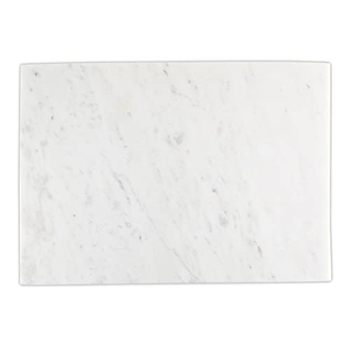 Santa Barbara Design Studio Waterfall Marble Tray - Elegant Table Display Riser Charcuterie Cheese Board Footed Stand, 14" x 10", White