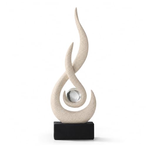FJS Sandstone Abstract Flame Sculpture for Living Room Coffee Table Decor | Modern Sandstone Sculpture Decor For Living Room, Shelf, Dinins Table Centerpiece, Office Desk, 11.8"H Minimalist Hone Accent - color: A - 11.8"h Sandstone