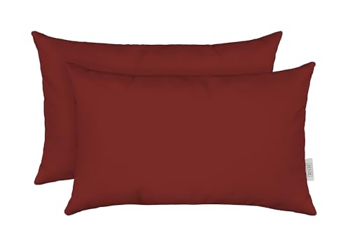 RSH Décor - Jumbo Lumbar Throw Pillows – Set of 2 | 26" x 16" | Indoor Outdoor Use – Patio, Lounge, Adirondack, Deck | Water & Fade-Resistant | Includes Down-Alternative Inserts | Canvas Burgundy - color: Canvas Burgundy, size: 26" x 16" (Set of 2)
