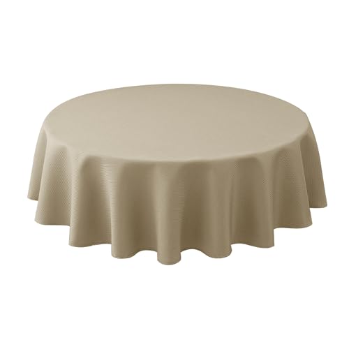 Biscaynebay Textured Fabric Round Tablecloths 70", Natural Water Resistant Table Cloth Circle Folding Table Covers for Dining, Kitchen, Wedding, Parties etc. Machine Washable - color: Natural, size: 70" (Round)