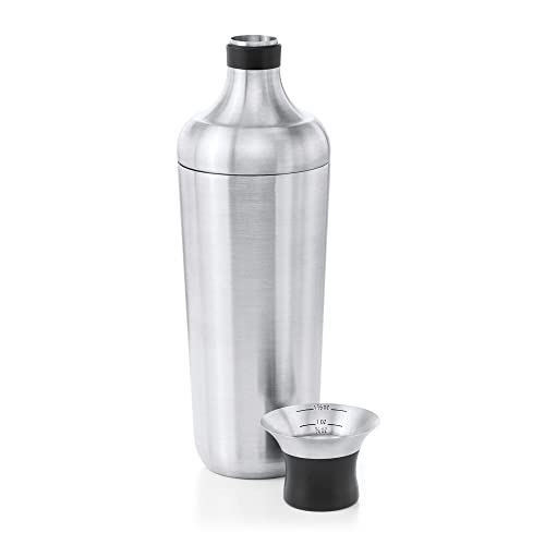 OXO Steel Cocktail Shaker with Strainer, Stainless Finish - 24 oz Capacity | Bar Tool, Easy-Grip Design, Home Bar, Bartending Equipment, Beginner-Friendly, Leak-Proof, Single Wall Shaker