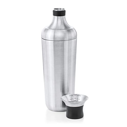 OXO Steel Cocktail Shaker with Strainer, Stainless Finish - 24 oz Capacity | Bar Tool, Easy-Grip Design, Home Bar, Bartending Equipment, Beginner-Friendly, Leak-Proof, Single Wall Shaker