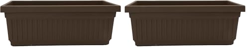 The HC Companies 18 Inch Venetian Rectangular Window Planter Box - Lightweight Plastic Indoor Outdoor Plant Pot with Drainage for Windowsill, Herbs, Flowers, Chocolate (Pack of 2) - color: Chocolate, size: 18" (Pack of 2), style: Pack of 1