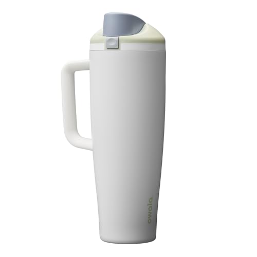 Owala FreeSip Tumbler Stainless Steel Water Bottle 40 oz Iced Breeze | Triple-Layer Insulation | Leak-Proof Lid with Push-Button | Double Threaded Lid for Left and Right-Handed Drinking - color: Iced Breeze, size: 40 Ounces