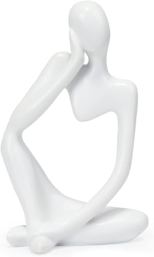 Creative Resin Thinker Minimal Abstract Art Sculpture Statue Figurines Home Office Bookshelf Desktop Decor (White, Left, Small) - color: White, size: Left, Small
