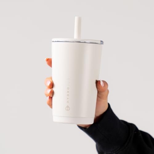 HydroJug Everyday Tumbler 14 oz, Ceramic-Lined Straw Cup, Linen - color: Linen, size: 14 Ounces