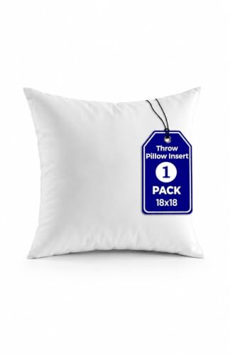QUBA LINEN Throw Pillow Inserts (1 Piece, White), 18x18 Inches - Premium Cushion Fillers for Sofa, Bed, and Home Décor (18x18 Inch) - size: 18x18 Inch (Pack of 1)