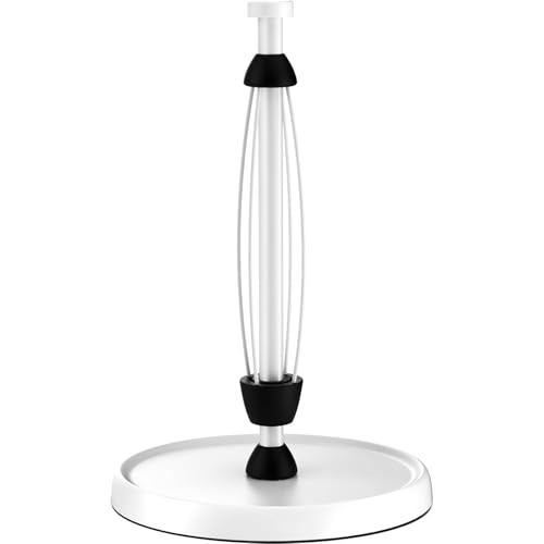 White Paper Towel Holder Countertop, White Kitchen Accessories Decor, Stainless Steel, Weighted Base, Paper Towel Roll Holder Stand with Ratchet Mechanism for Kitchen Bathroom Farmhouse Essentials - color: White