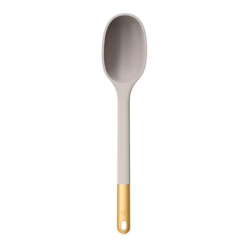 6 Piece Silicone Kitchen Utensil Set with Rotating Holder, Heat Resistant Cooking Tools, Nonstick Safe Spatula Spoon Turner Set with Storage Rack (Porcini Taupe) - color: Porcini Taupe