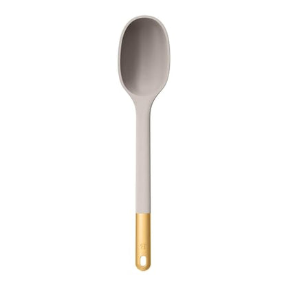 6 Piece Silicone Kitchen Utensil Set with Rotating Holder, Heat Resistant Cooking Tools, Nonstick Safe Spatula Spoon Turner Set with Storage Rack (Porcini Taupe) - color: Porcini Taupe