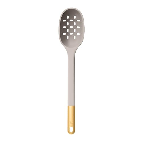 6 Piece Silicone Kitchen Utensil Set with Rotating Holder, Heat Resistant Cooking Tools, Nonstick Safe Spatula Spoon Turner Set with Storage Rack (Porcini Taupe) - color: Porcini Taupe