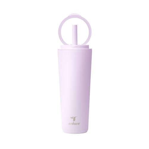 REDUCE Halo 24 oz Stainless Steel Vacuum Insulated Tumbler - Spill Proof Travel Mug with Flip Handle Lid - Keeps Drinks Cold for 32 Hrs - Dishwasher Safe - Cupholder Friendly - Lilac Bud - color: Lilac Bud, size: 24 Ounces