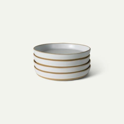 Mora Medium Dishes Set of 4, 35oz Ceramic Pottery Pasta Plate/Wide Bowls - Microwave, Oven and Dishwasher Safe - Cloud - color: Cloud