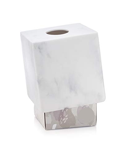 White Marble Square Tissue Box Cover - Blanc Collection