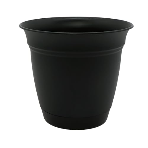 The HC Companies Eclipse Round Planter with Saucer - Outdoor & Indoor Plant Pot with Drainage Holes - Lightweight, UV-Resistant Plastic Pots for Plants, Flowers & Herbs (20" Black, Pack of 1) - color: Black, size: 20"