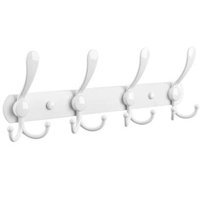 YUNISS Coat Rack Wall Mounted，4 Tri Stainless Steel Coat Hook for Coat Hat Robes Towel in Mudroom Entryway (White, 1 Pack 4) - color: White, size: 1 Pack 4