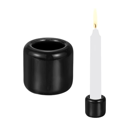 PATIKIL 2 Pcs Chime Candle Holder, 0.7 Inch ID Ceramic Mini Candle Holder for Meditation Spell Supplies Table Centerpieces Home Decoration, Black - color: Black, size: 0.7 Inch