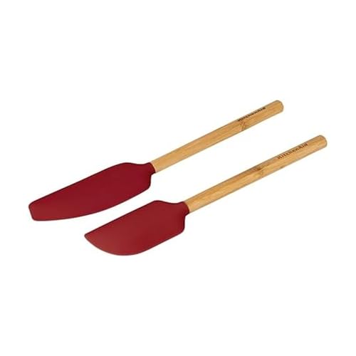 KitchenAid Bamboo Spatula Set, Empire Red, 2-Piece - color: Empire Red
