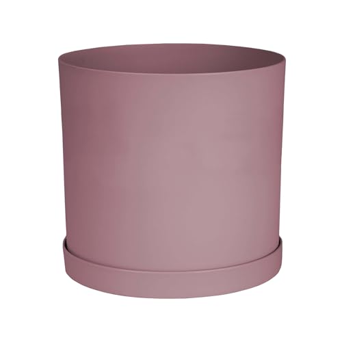 Bloem Mathers 10" Plastic Planter - Modern Indoor Pot with Drainage Holes and Saucer Tray, Dusty Rose - color: Dusty Rose, size: 10"