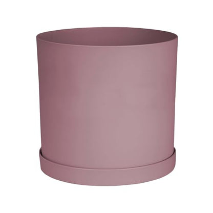 Bloem Mathers 10" Plastic Planter - Modern Indoor Pot with Drainage Holes and Saucer Tray, Dusty Rose - color: Dusty Rose, size: 10"