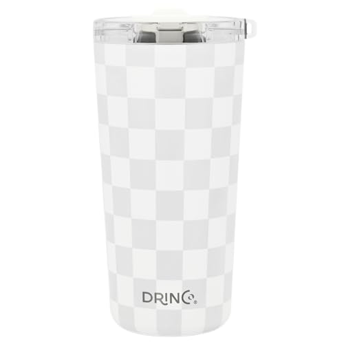 Drinco - 20 oz Stainless Steel Tumbler | Double Walled Vacuum Insulated Mug With Lid, 2 Straws, For Hot & Cold Drinks (20oz Checker) - color: 20oz Checker