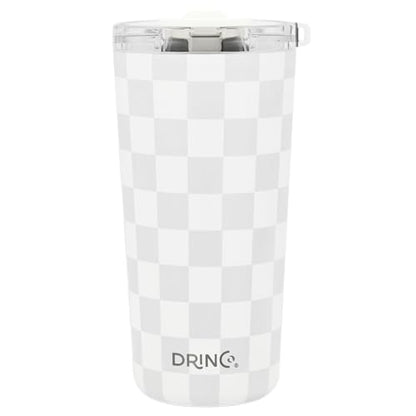 Drinco - 20 oz Stainless Steel Tumbler | Double Walled Vacuum Insulated Mug With Lid, 2 Straws, For Hot & Cold Drinks (20oz Checker) - color: 20oz Checker
