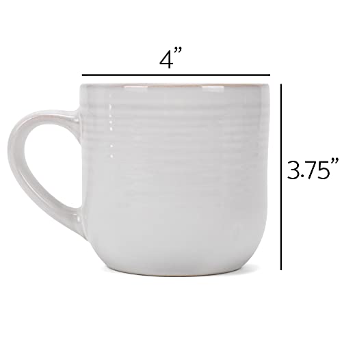Elanze Designs Glossy Reactive Glaze Large 17 Fluid Ounce Everyday Kitchen Food Grade Ceramic Stoneware Coffee Mug Cup with Comfort Curved Handles, Set of 4, Classic White - color: Classic White