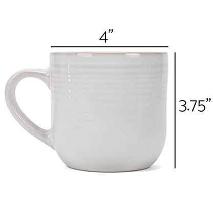 Elanze Designs Glossy Reactive Glaze Large 17 Fluid Ounce Everyday Kitchen Food Grade Ceramic Stoneware Coffee Mug Cup with Comfort Curved Handles, Set of 4, Classic White - color: Classic White
