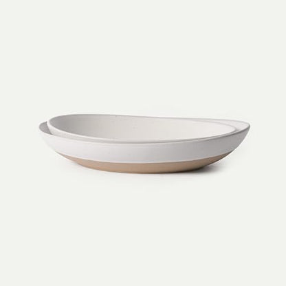MORA Mega and Giant Serving Dishes Set of 2, 16 inch and 14 inch Ceramic Pottery Oval Platters - Microwave, Oven and Dishwasher Safe - Oat - color: Oat, size: Mega & Giant