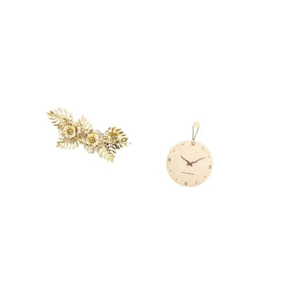 Hanging Wall Wall Decor Pendant Wall Clock Decorative Stylish Leaf Iron Wood Features Suitable for Hotel Wedding Party Gift