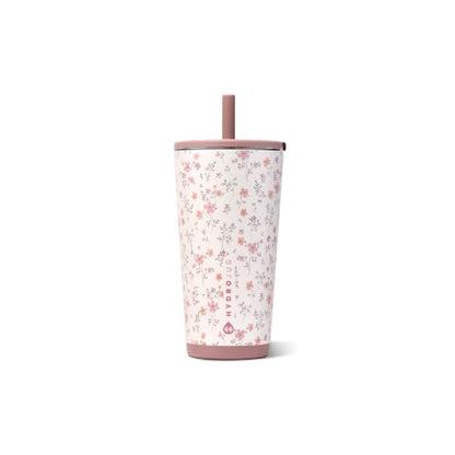 HydroJug Everyday Tumbler 20 oz, Ceramic-Lined Straw Cup, Magnolia | Vacuum insulated stainless steel, flexible straw, soft-touch lid, spill-free, cup holder fit, BPA-free, hot & cold drinks - color: Magnolia, size: 20 Ounces