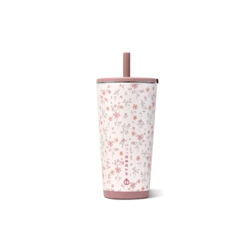 HydroJug Everyday Tumbler 20 oz, Ceramic-Lined Straw Cup, Magnolia | Vacuum insulated stainless steel, flexible straw, soft-touch lid, spill-free, cup holder fit, BPA-free, hot & cold drinks - color: Magnolia, size: 20 Ounces