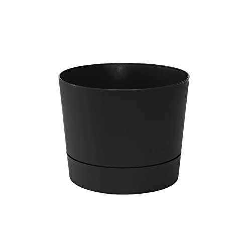 Root & Vessel Majestic Mid-Century Modern Low Profile Cylinder Pot, Matte Black, 10.5" - color: Matte Black, size: 10.5-Inch
