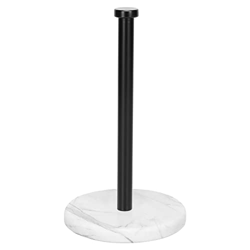 NearMoon Standing Paper Towel Holder, Kitchen Paper Towel Tissue Holder- for Bathroom Countertop, Standard or Jumbo-Sized Roll Paper (with Marble Base, Matte Black) - color: Matte Black