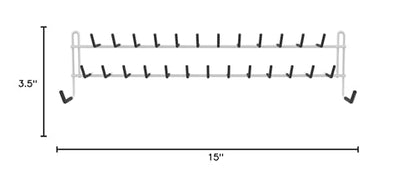 ClosetMaid 27-Hook Tie & Belt Rack, 2.38" D x 3.5" H x 15" W, White - size: 3.5