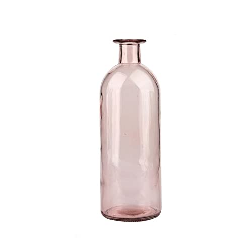 Glass Bud Vase, 1pc Small Vases for Flowers, Decorative Glass Bottles, Mini Flower Vases Centerpiece for Wedding, Vintage Vase for Rustic Home Decor, Living Room, Office Desk (Medium-Pink) - color: Medium-pink