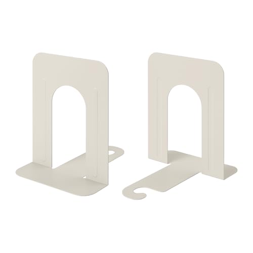 Honagu Bookends, Metal Book Ends, Bookends for Shelves, Book Holder Stopper for Heavy Books, /CDs/DVDs (1 Pair/2 Pieces, Milky White) - color: Milky White