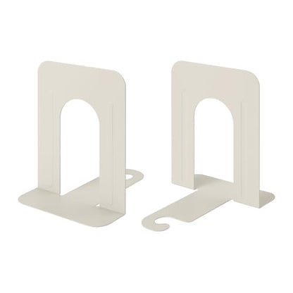 Honagu Bookends, Metal Book Ends, Bookends for Shelves, Book Holder Stopper for Heavy Books, /CDs/DVDs (1 Pair/2 Pieces, Milky White) - color: Milky White