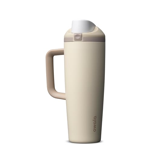 Owala FreeSip Tumbler Stainless Steel Water Bottle 30 oz Lightly Toasted | Triple-Layer Insulation | Leak-Proof Lid with Push-Button | Double Threaded Lid for Left and Right Handed Drinking - color: Lightly Toasted, size: 30 Ounces