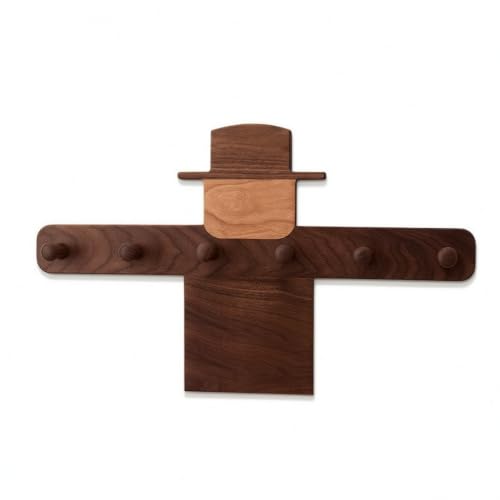 Wall Hook Wooden Coat Rack Organizer Hanger Peg Rail with Scarecrow Figure Solid Wood Design Rounded Pegs Smooth Edges, Scarecrow Coat Hook 6 Hooks, 53cm X 31cm X 1.6cm - size: 53cm X 31cm X 1.6cm, style: Scarecrow Coat Hook 6 Hooks