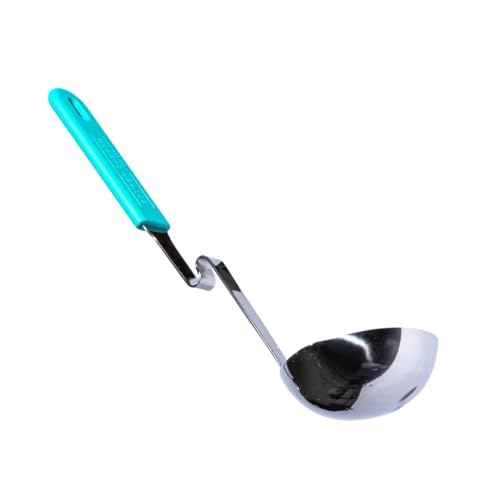 Souper Cubes Soup Ladle Stainless Steel with Silicone Grip & Pot Hook, Aqua | Durable Stainless Steel Ladle Hooks to Your Pot to Help Prevent Drips and Keep Counters and Stovetop Clean - color: Aqua, size: Ladle 1-Pack