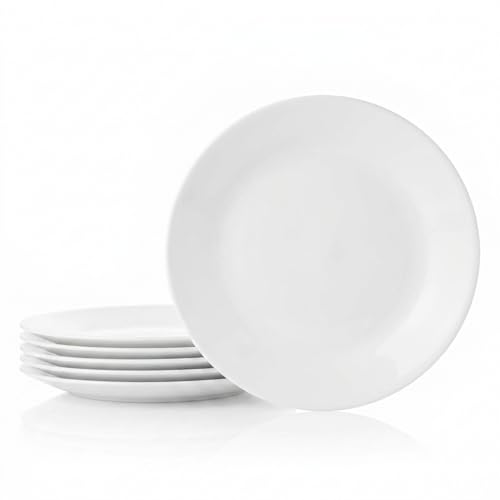 Corelle Vitrelle 6-Piece Salad Appetizer Plate Set Triple Layer Glass and Chip Resistant, 6-3/4-Inch Lightweight Round Plates, Winter Frost White - size: 6.75" Appetizer Plates