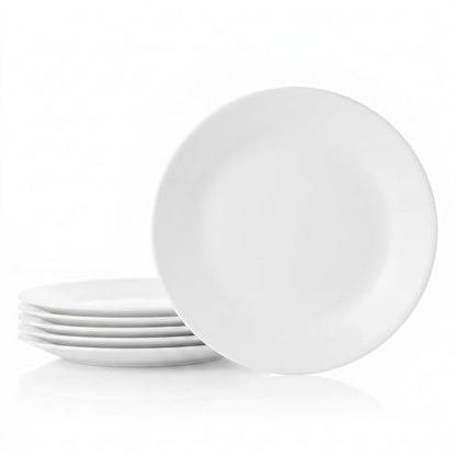 Corelle Vitrelle 6-Piece Salad Appetizer Plate Set Triple Layer Glass and Chip Resistant, 6-3/4-Inch Lightweight Round Plates, Winter Frost White - size: 6.75" Appetizer Plates