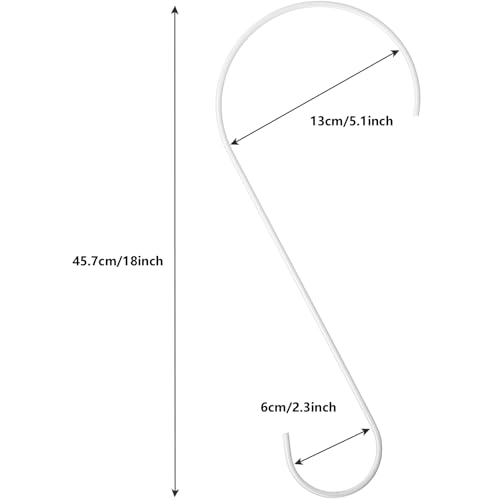 Hotop 6 Pieces 18 Inch Heavy Duty Big S Hooks Bird Feeder Rustproof Garden Stainless Steel Hook for Tree Branch, Kitchen, Bird House, Plants, Baskets, Lanterns and Bicycles(White) - color: White, size: 18 Inch