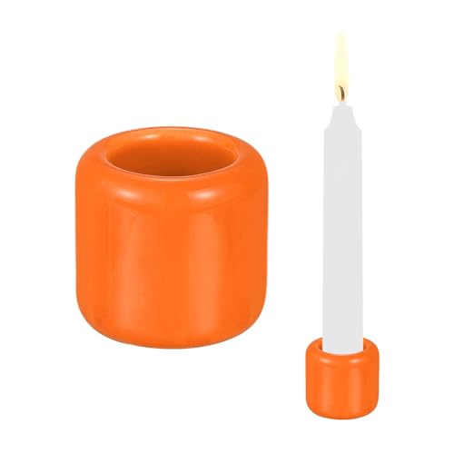 PATIKIL 2 Pcs Chime Candle Holder, 0.7 Inch ID Ceramic Mini Candle Holder for Meditation Spell Supplies Table Centerpieces Home Decoration, Orange - color: Orange, size: 0.7 Inch